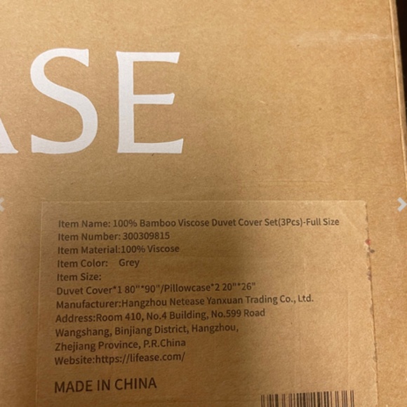 3PC Lifease 100% Bamboo Viscose Duvet Cover Set- Full Size- NEW - Picture 3 of 3